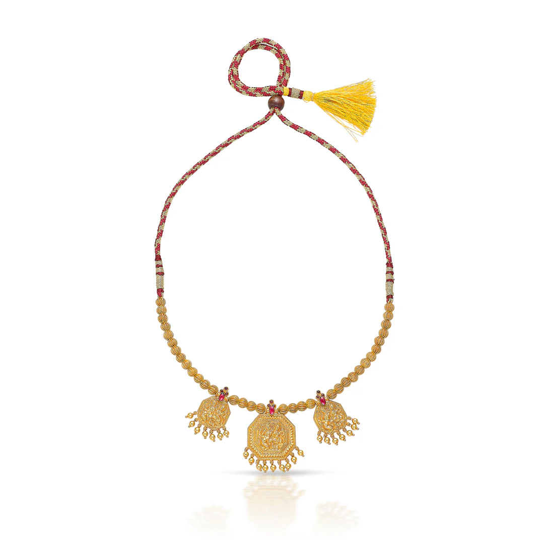 Triratna Gokak Gold Short Necklace - Image 2