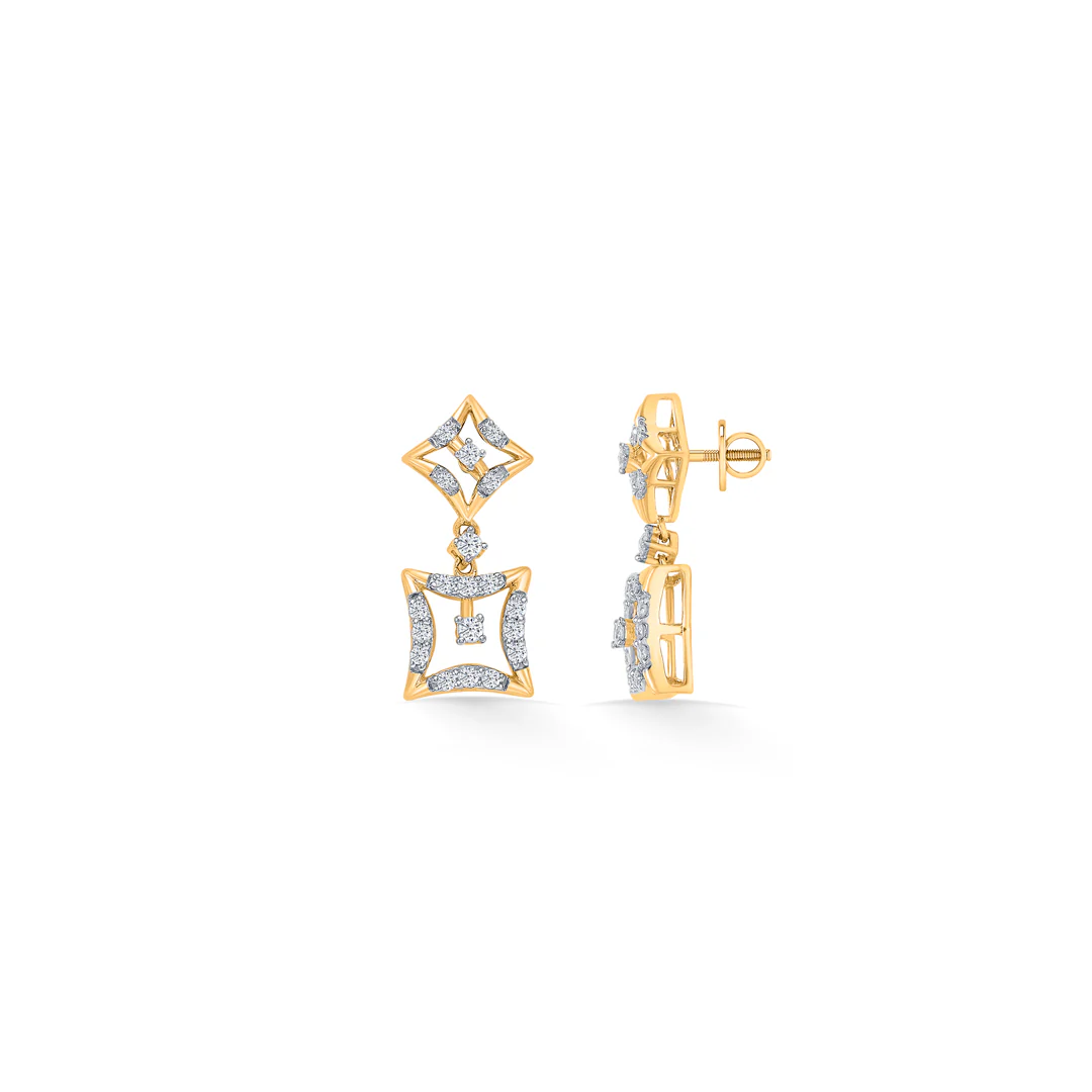 Twilight Tesseract Gold & Diamond Earring - Image 3