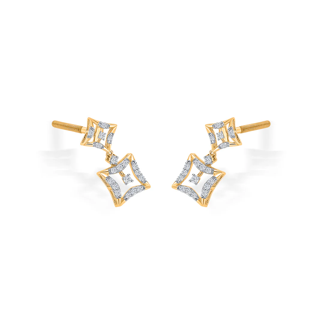 Twilight Tesseract Gold & Diamond Earring - Image 4