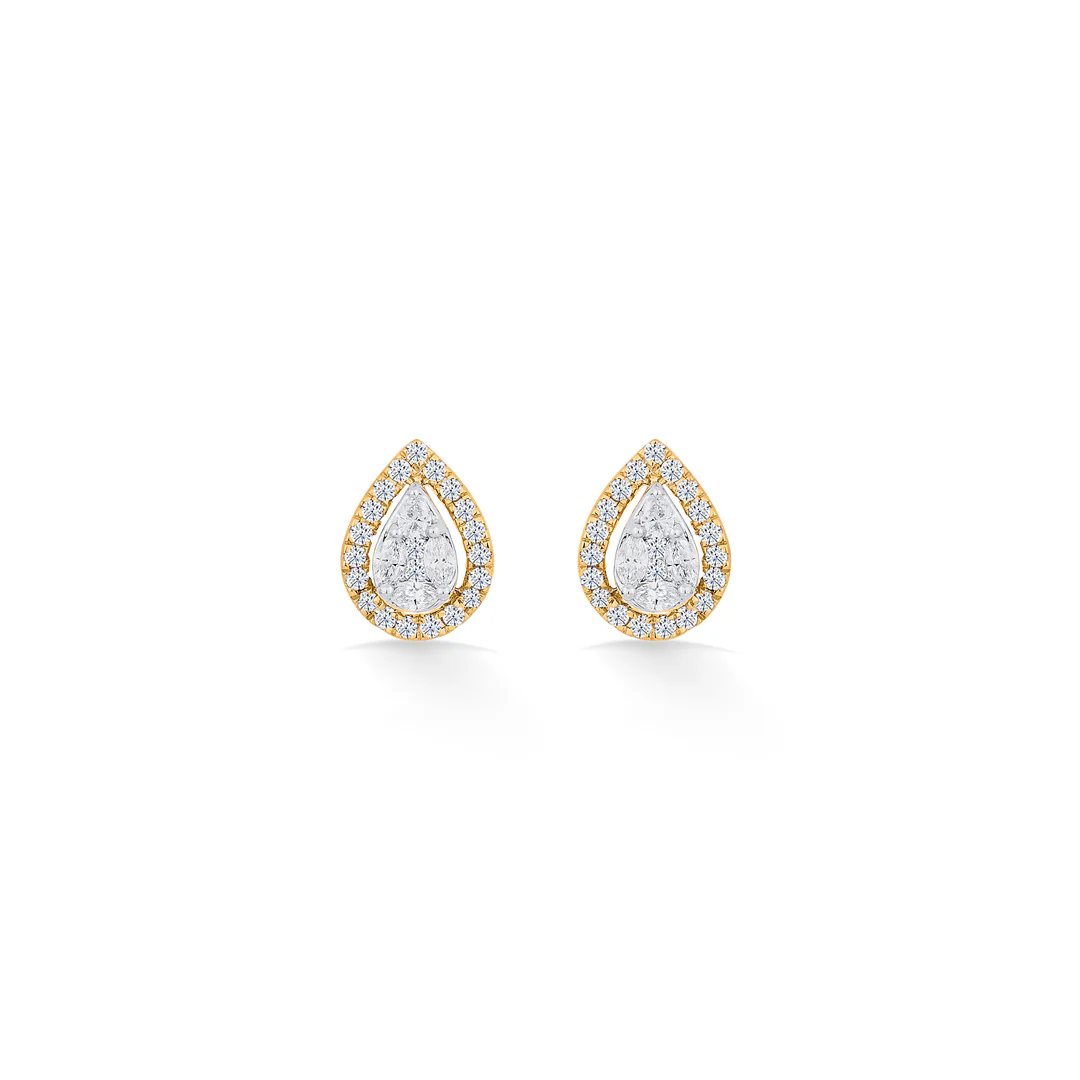 Twinkling Dewdrop Gold Stud Diamond Earring for Women - Image 3