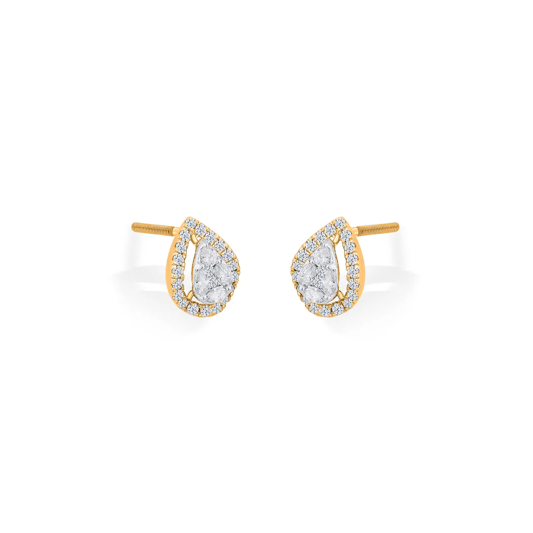Twinkling Dewdrop Gold Stud Diamond Earring for Women - Image 4