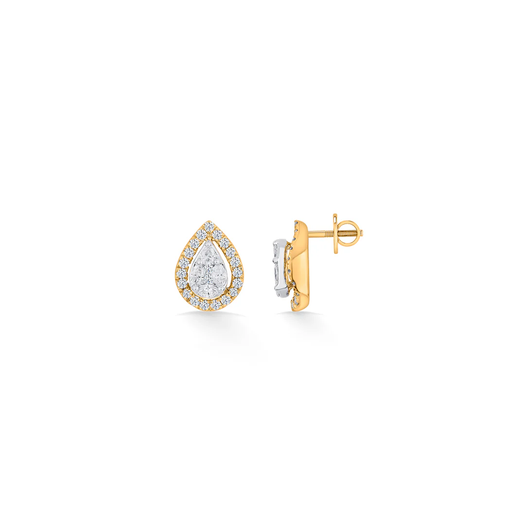 Twinkling Dewdrop Gold Stud Diamond Earring for Women - Image 5