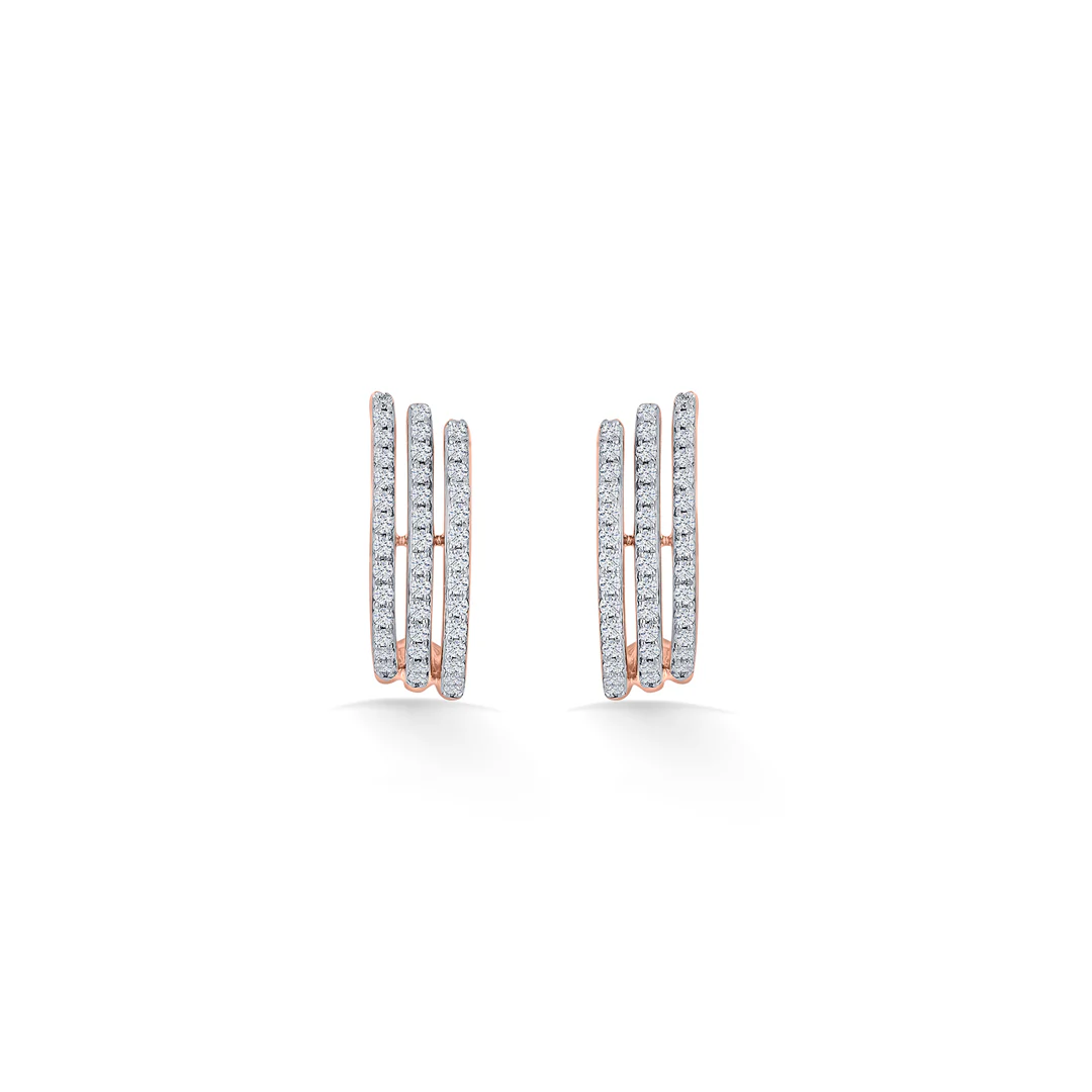 Twinkling Threads Rose Gold Hoops & Huggies Earring for Women - Image 3