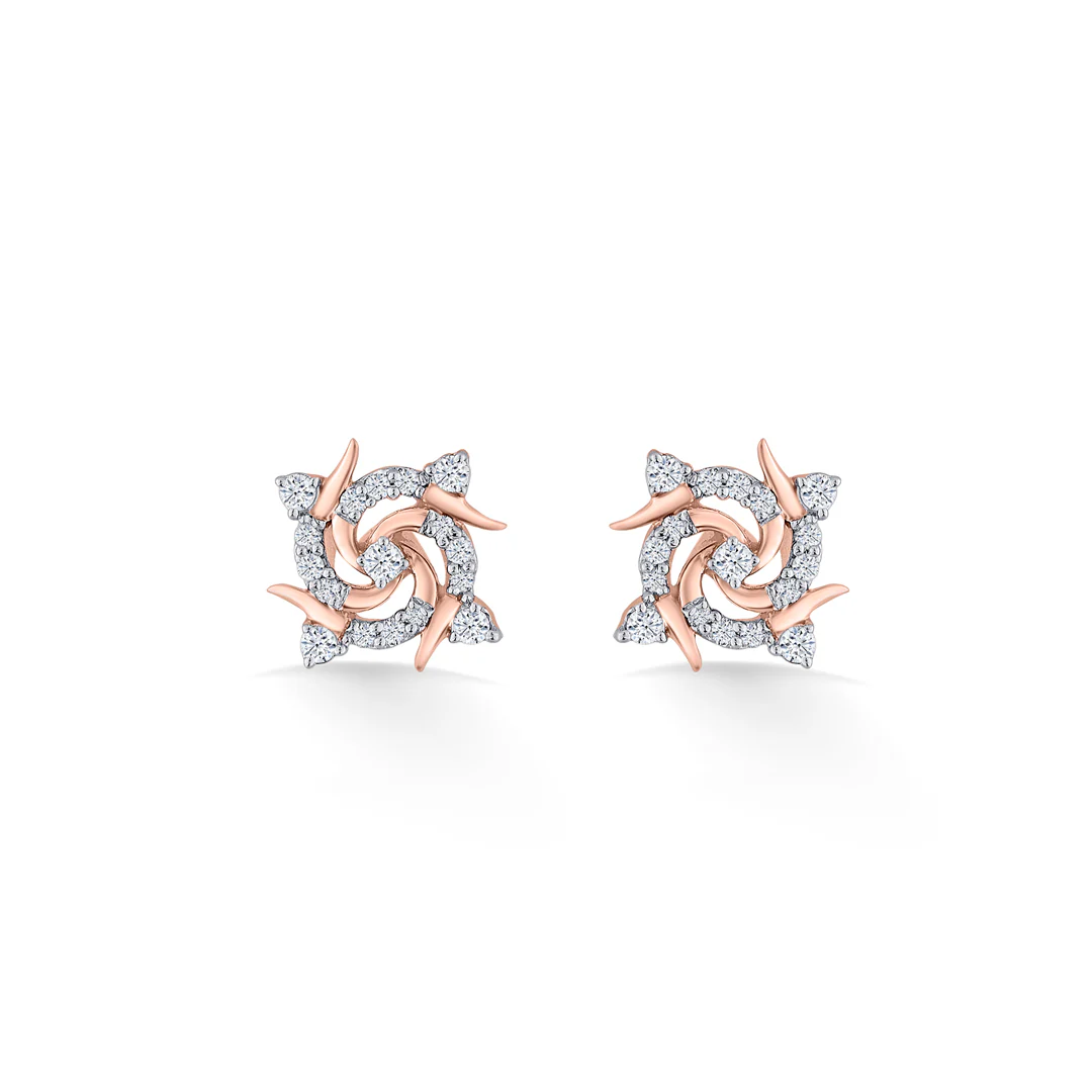Twirl Spark Rose Gold Stud Diamond Earring For Women - Image 3