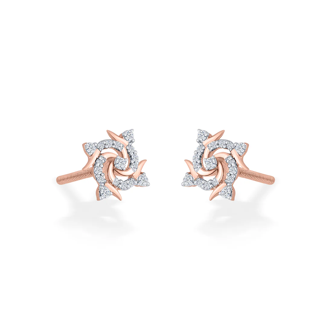 Twirl Spark Rose Gold Stud Diamond Earring For Women - Image 4