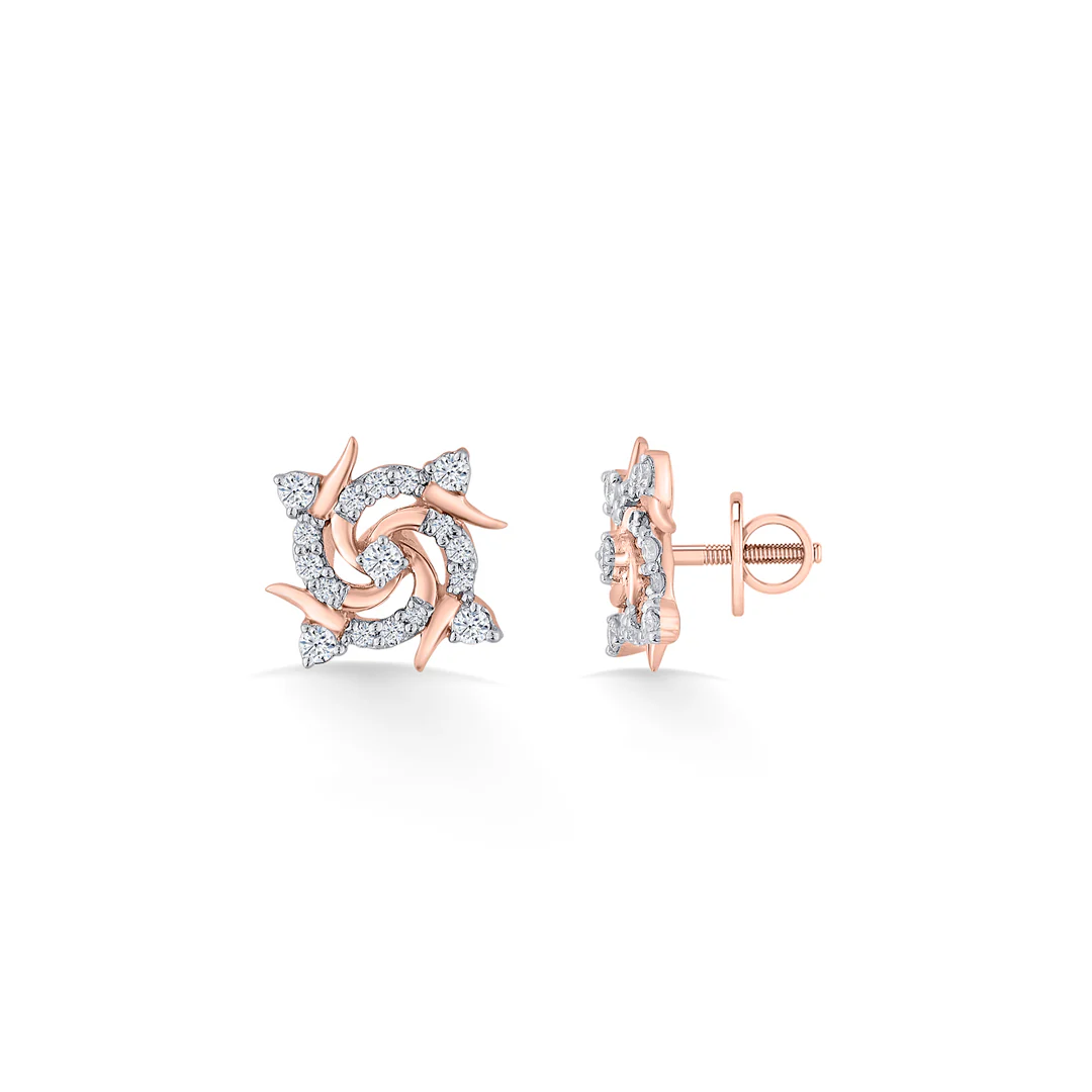 Twirl Spark Rose Gold Stud Diamond Earring For Women - Image 5