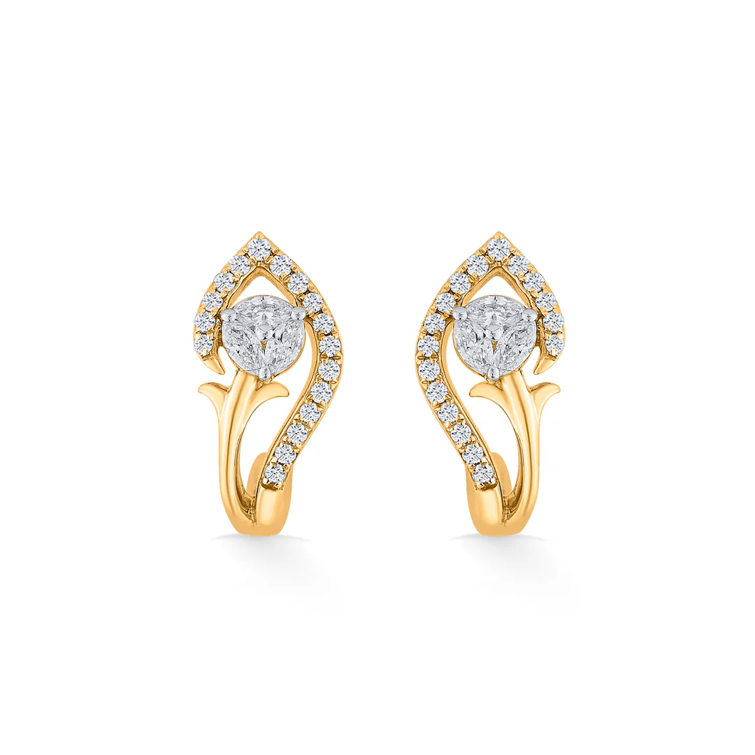 Twist Bloom Yellow Gold Hoops & Huggies Earring for Women - Image 3