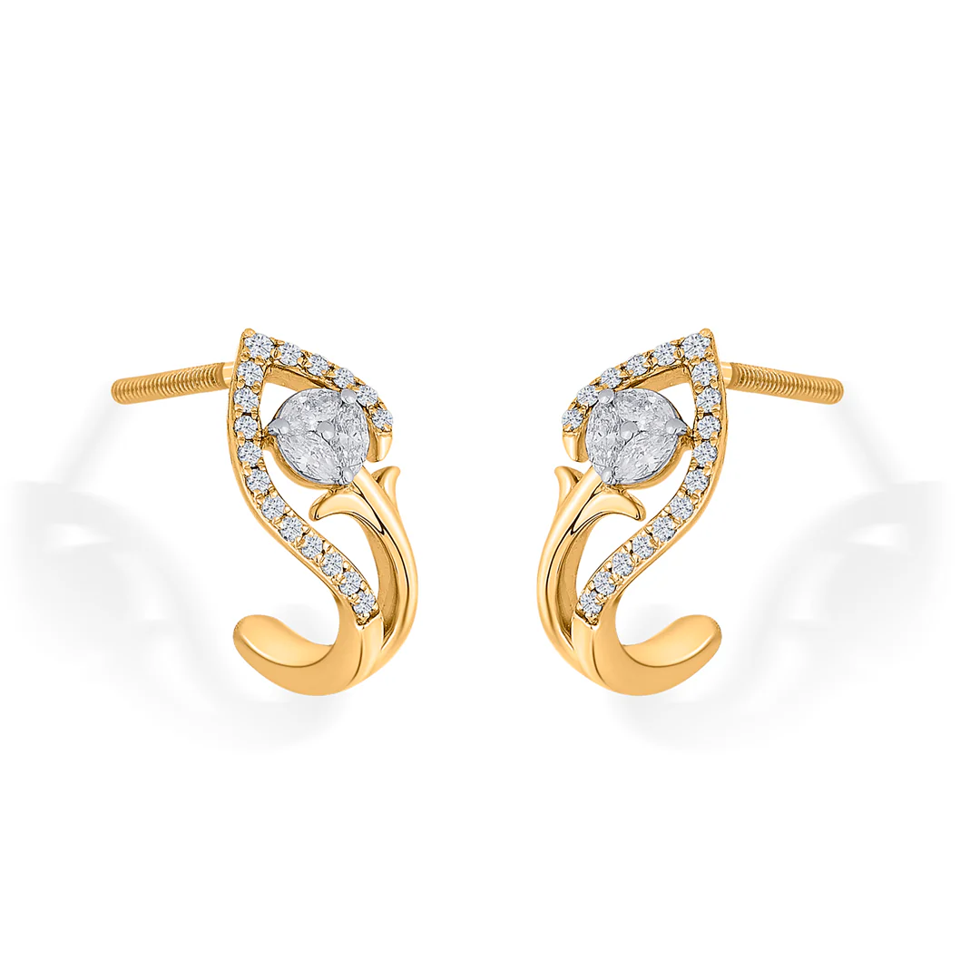 Twist Bloom Yellow Gold Hoops & Huggies Earring for Women - Image 4