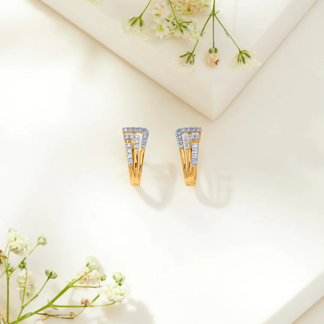 Urban Shikha Gold & Diamond Hoops & Huggies Earring - Image 2