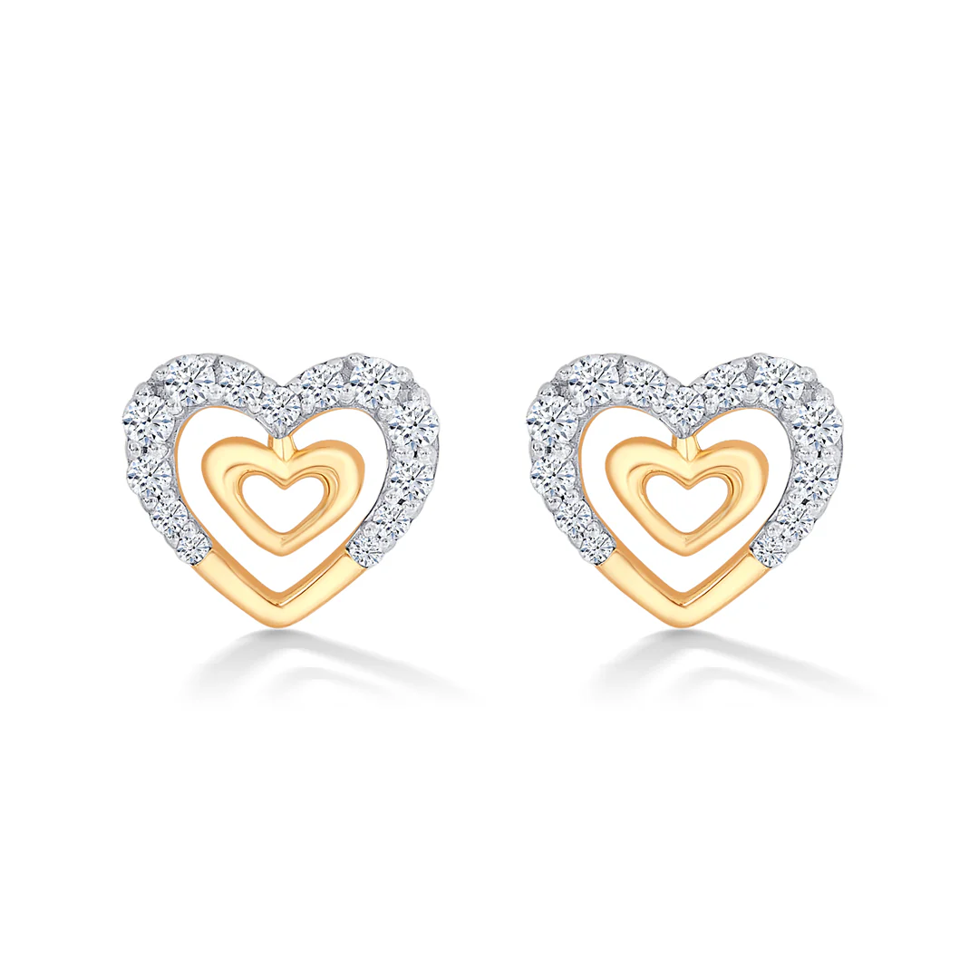Veloura Hearts Gold & Diamond Stud Earring - Image 2