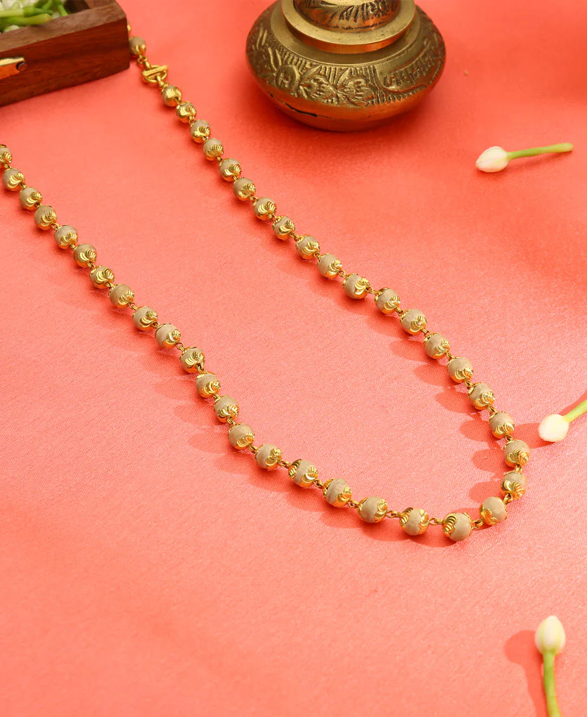 Vertical Haar Yellow Gold Necklace For Women - Image 3