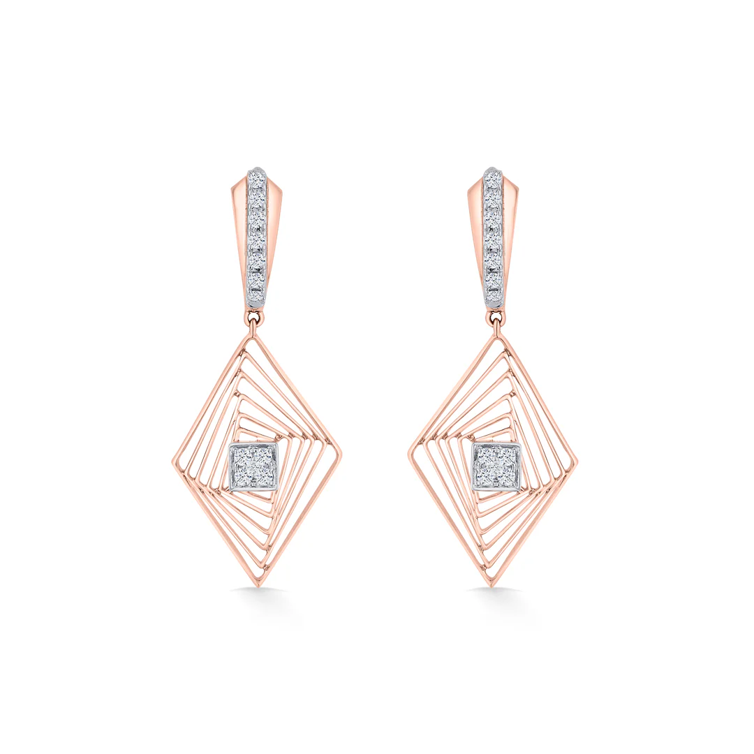Vortex Glint Gold Stud Diamond Earring - Image 3