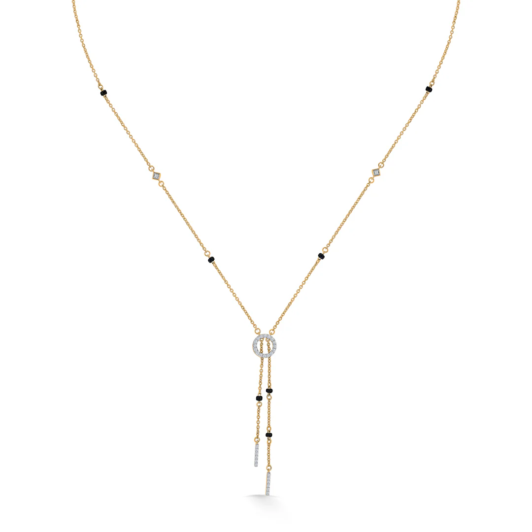 Whimsical String Gold & Diamond Modern Mangalsutra for Women - Image 3