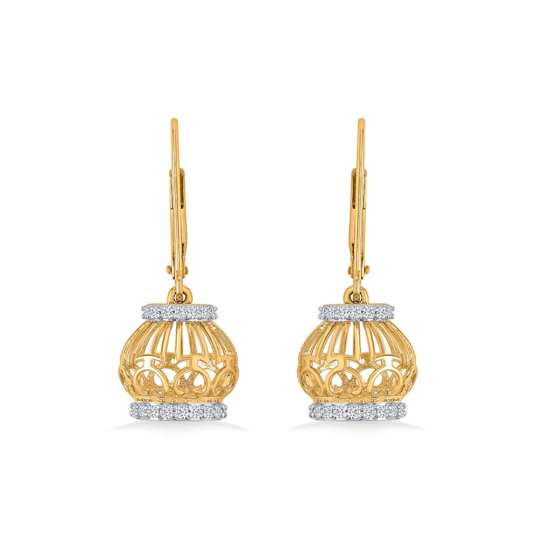 Whirl Bloom Gold & Diamond Jhumka Earring - Image 2