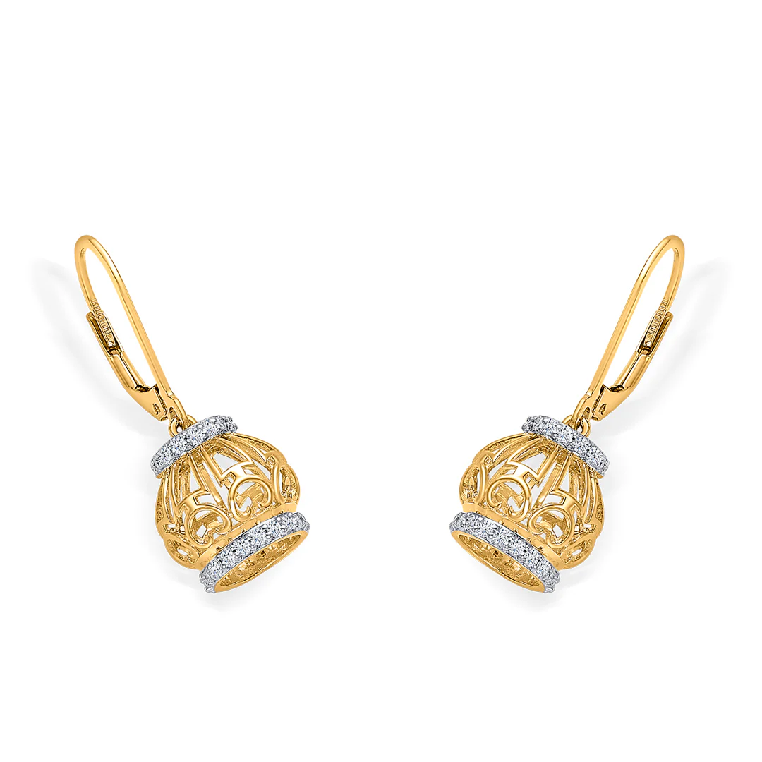 Whirl Bloom Gold & Diamond Jhumka Earring - Image 3