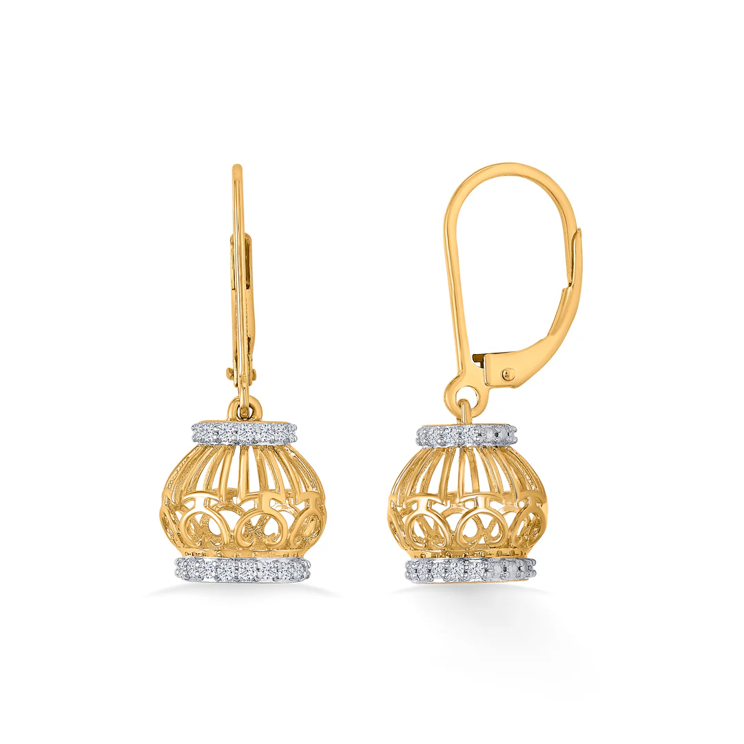 Whirl Bloom Gold & Diamond Jhumka Earring - Image 4