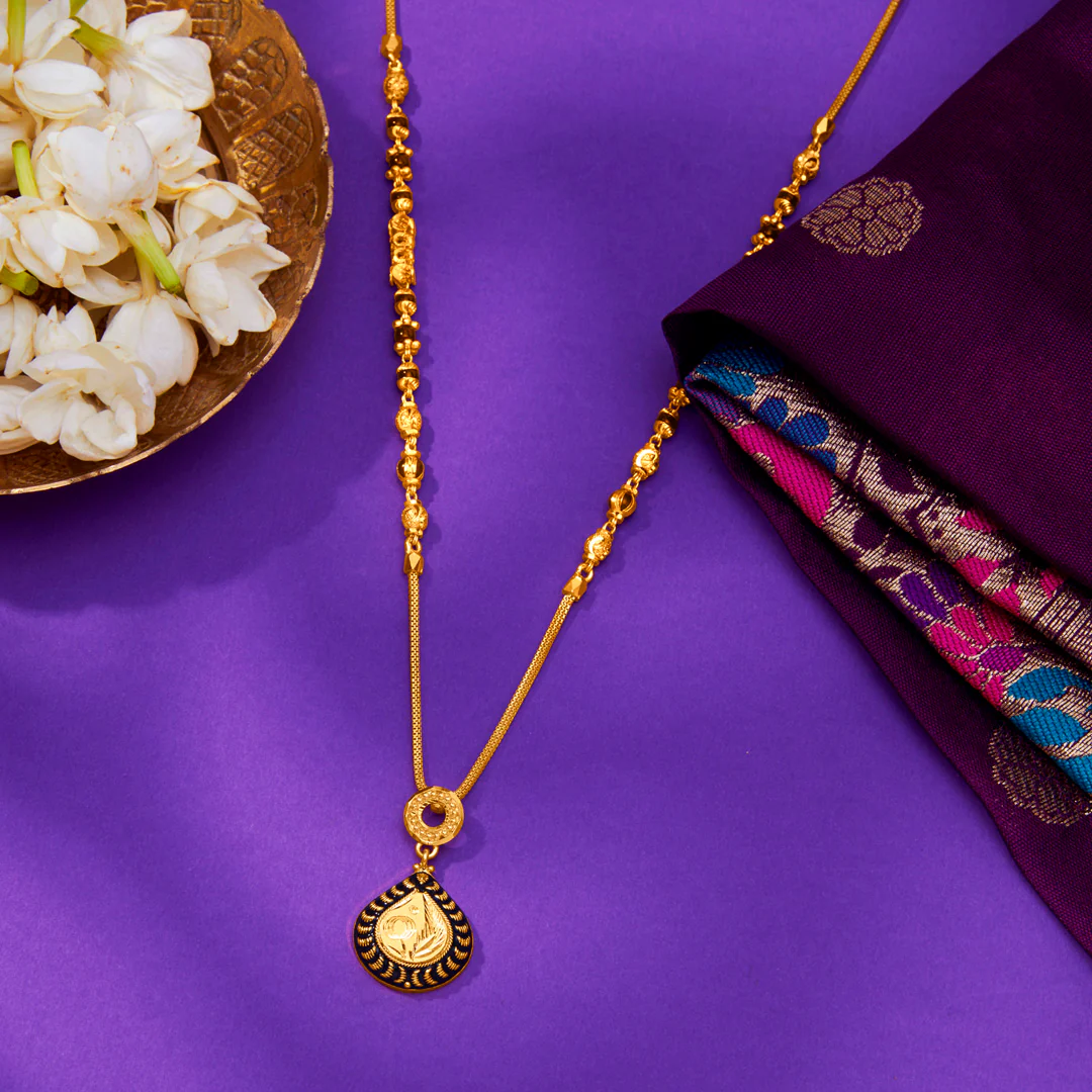 Whispering Drop Yellow Gold Modern Mangalsutra For Women
