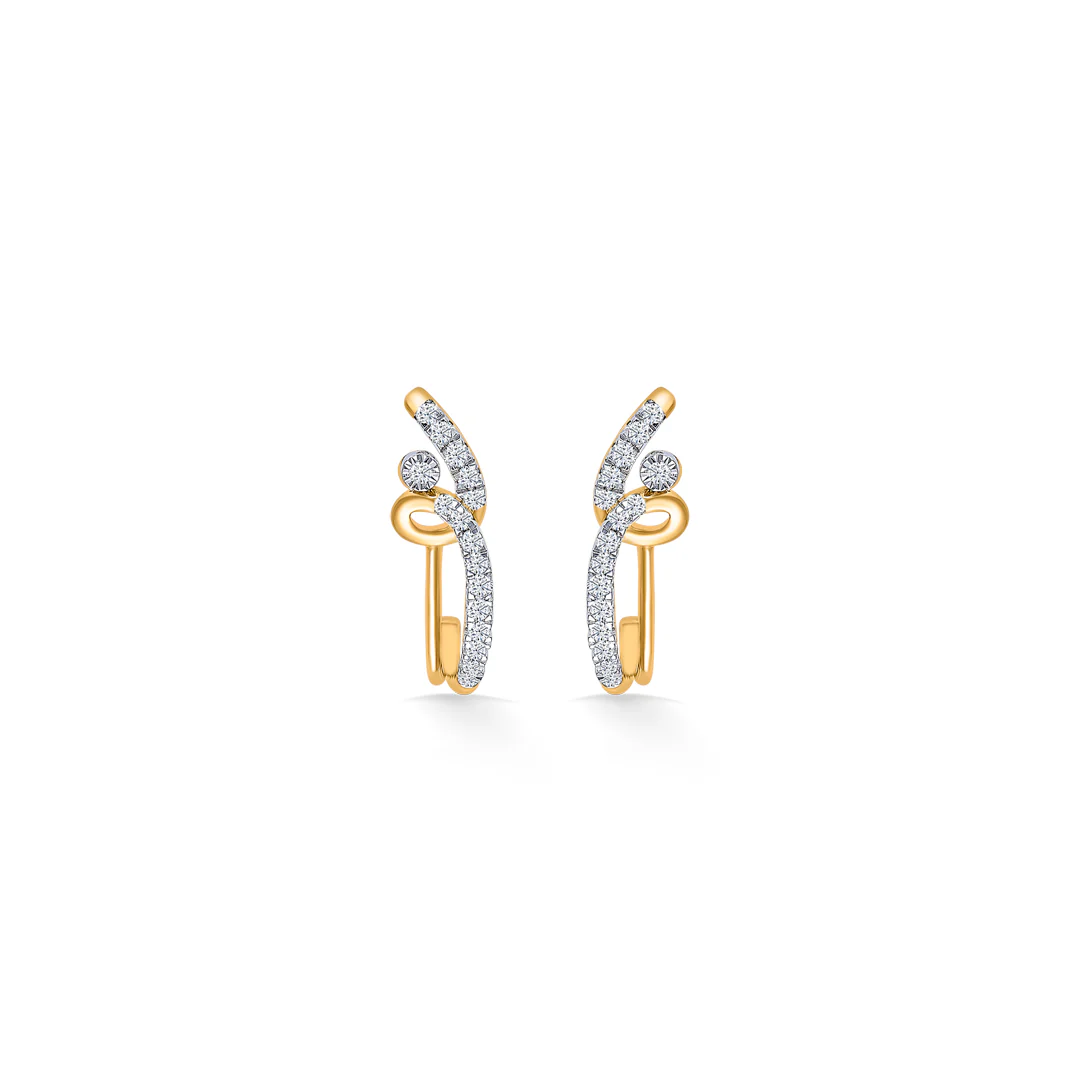 Zephyra Arc Gold & Diamond Hoops & Huggies Earring - Image 2