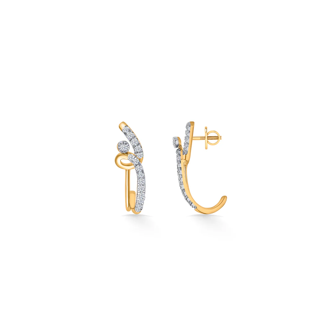 Zephyra Arc Gold & Diamond Hoops & Huggies Earring - Image 4